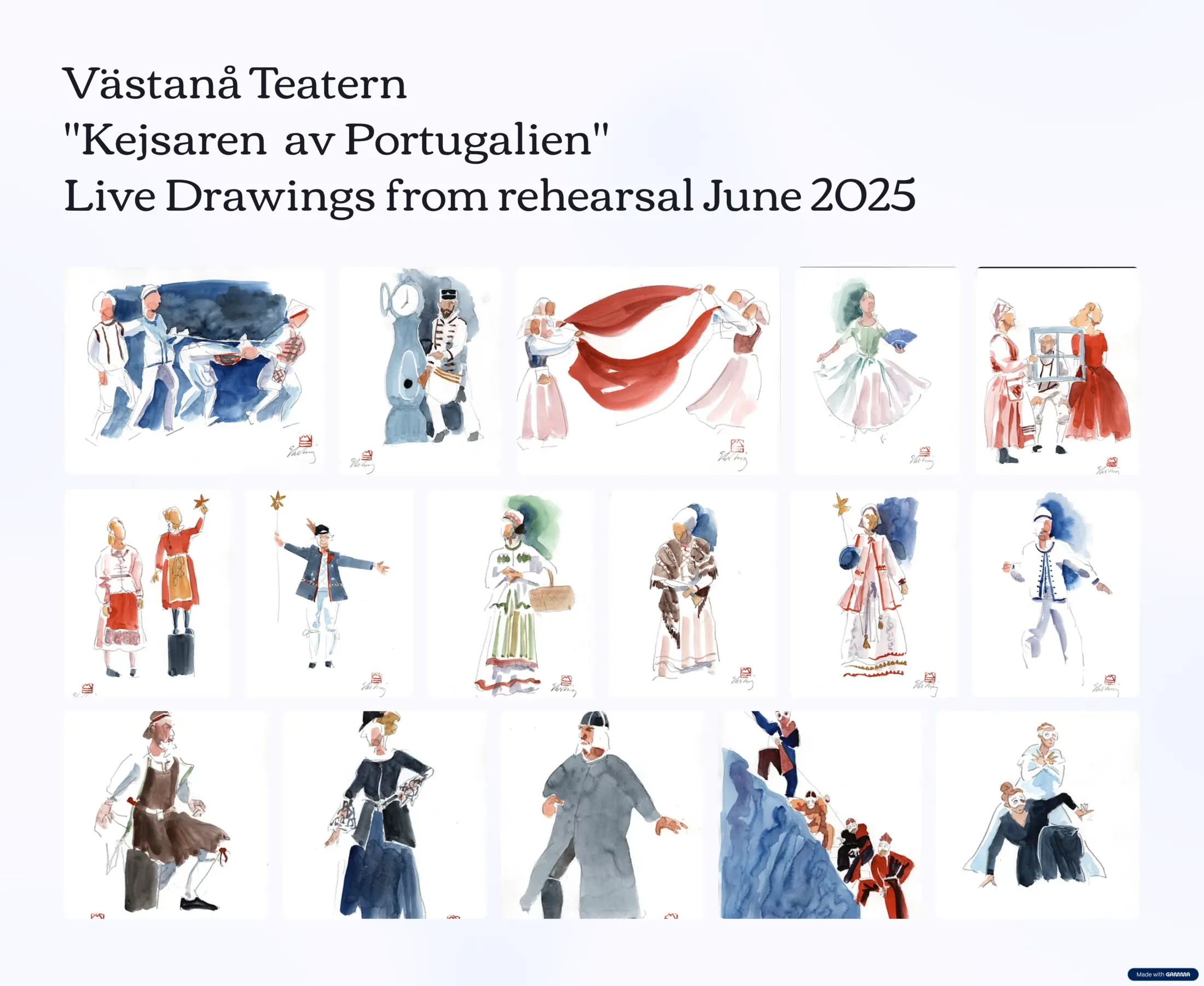 Live drawings from rehearsals of Kejsaren av Portugalien